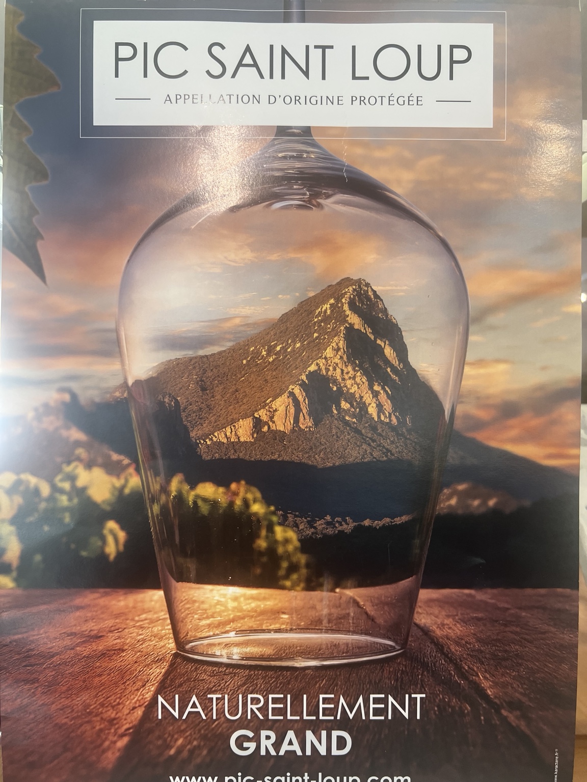De Pic Saint-Loup gezien door een wijnglas